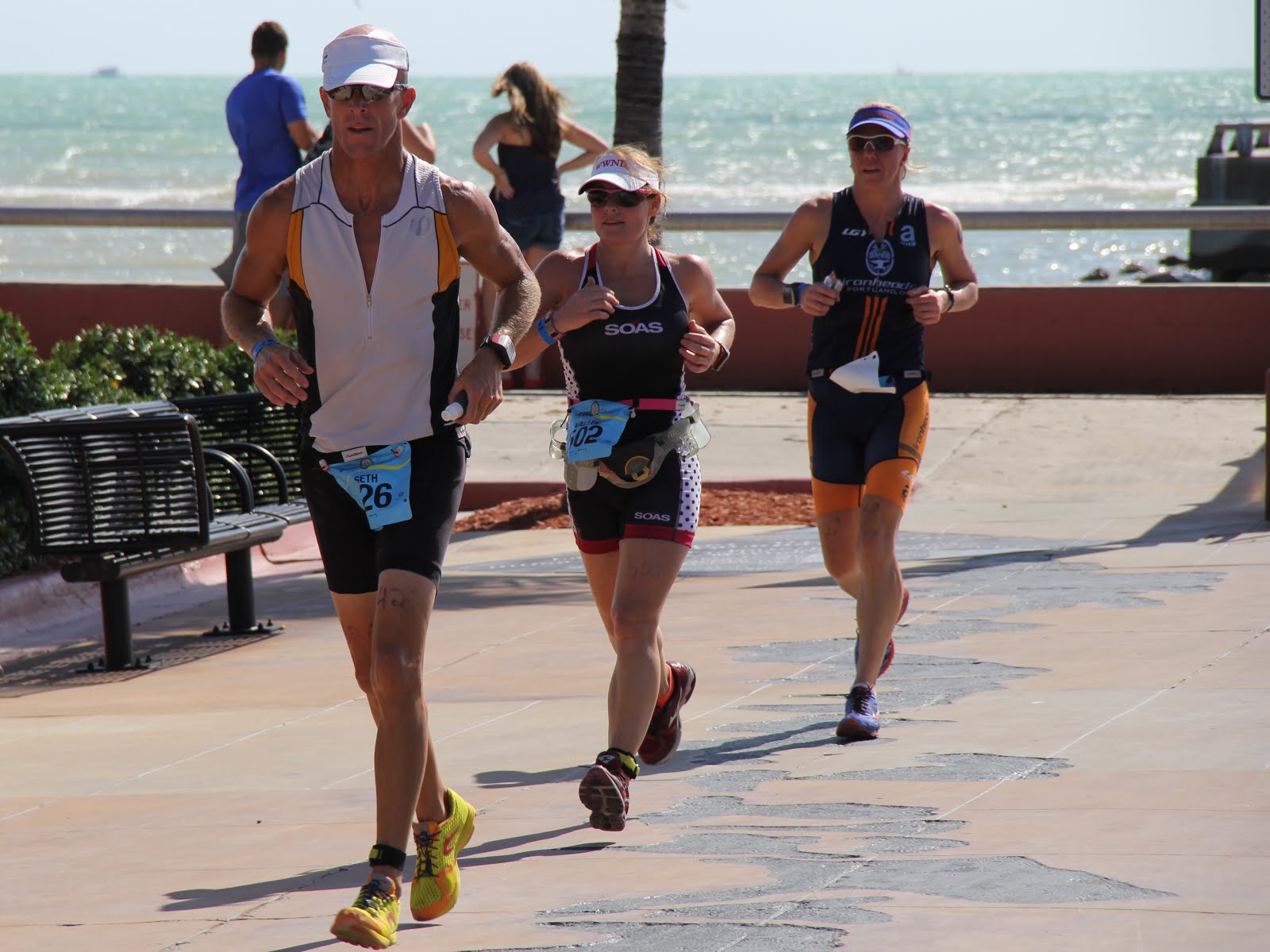 People running a marathon.