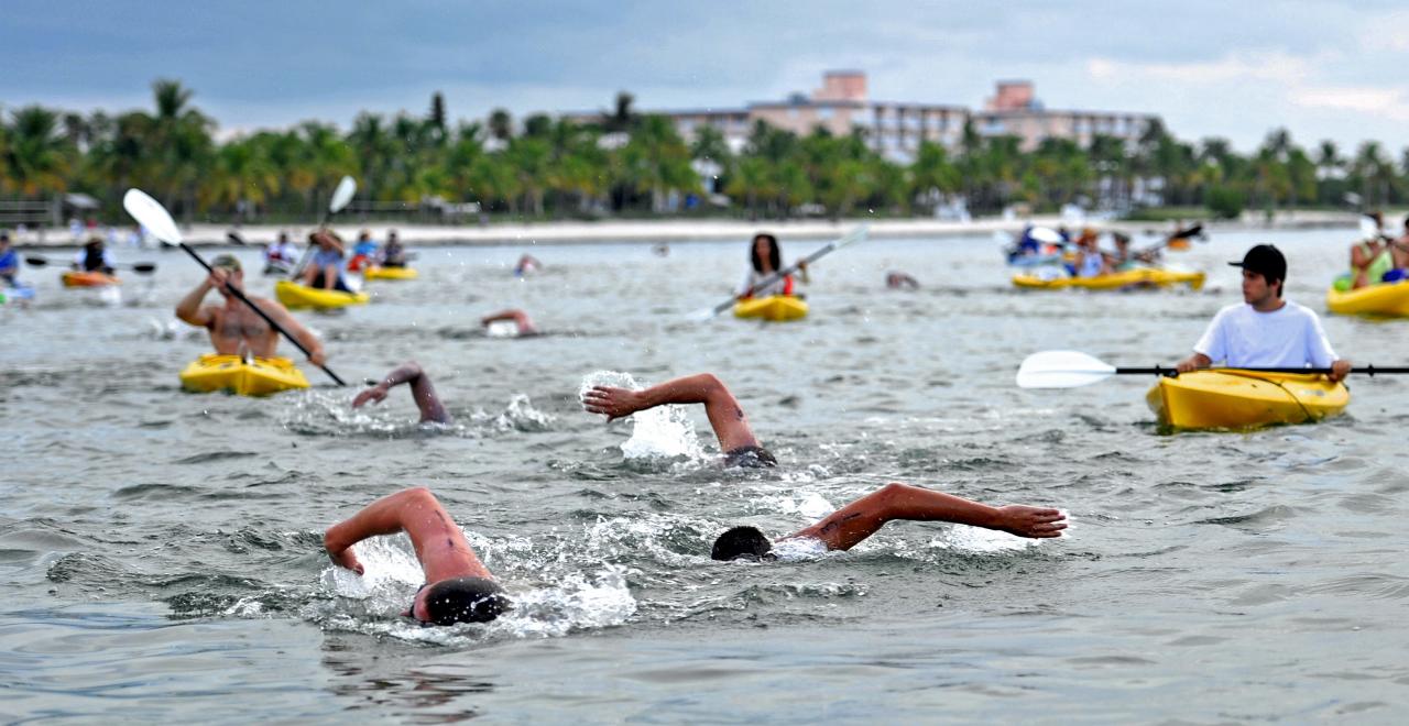 People swimming.