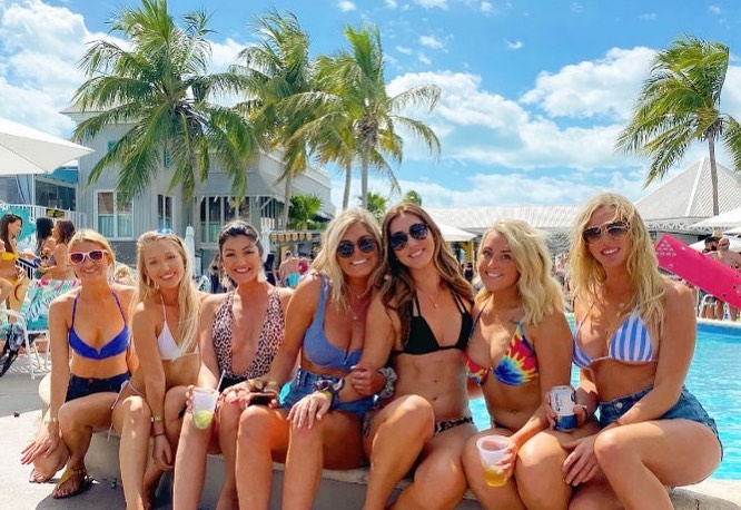 a group of people on a beach posing for the camera
